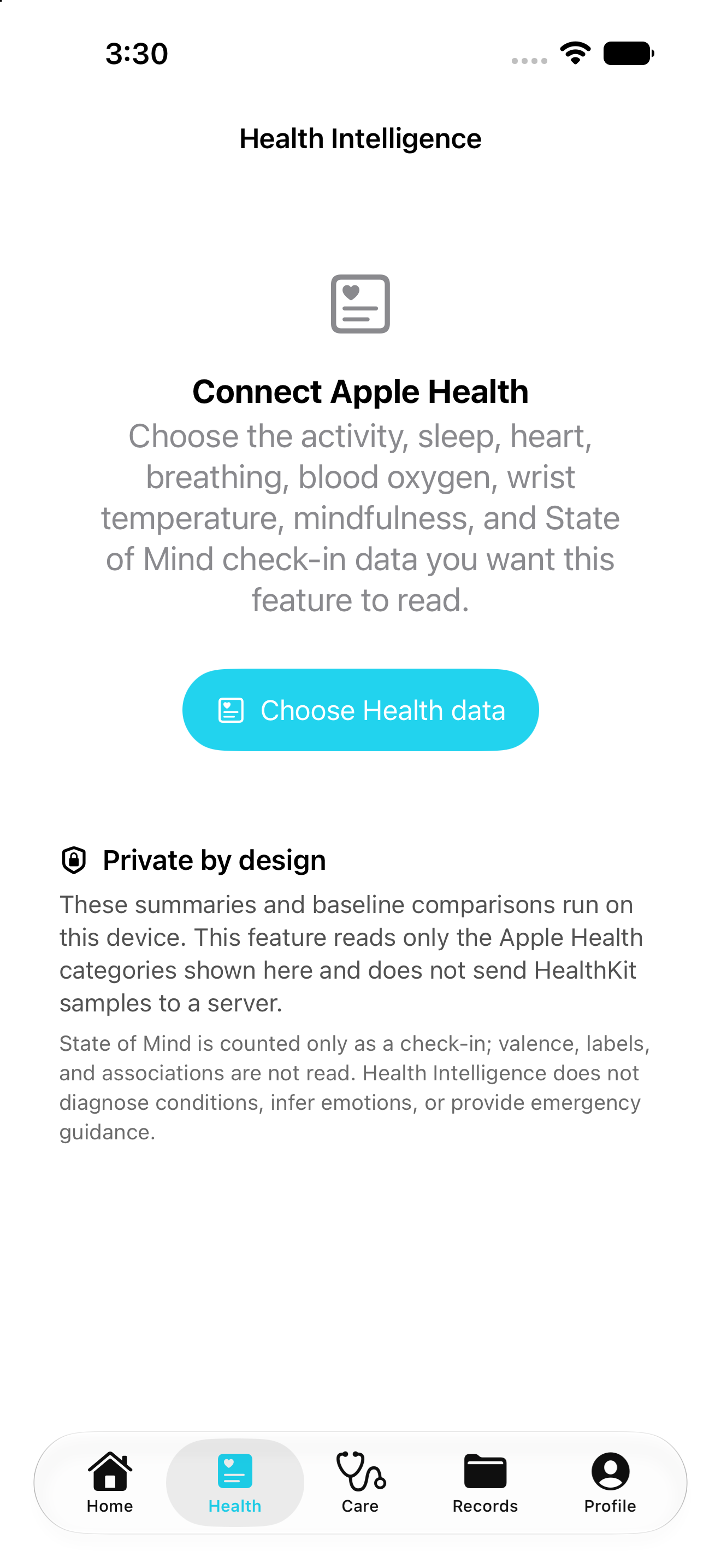 Sanitized NRTH iPhone product concept showing a permission review screen.