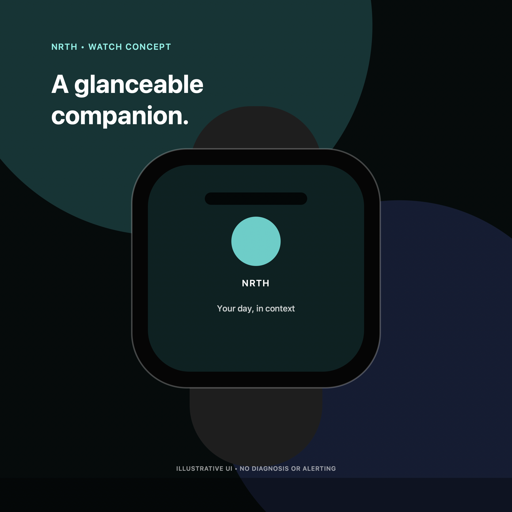 Sanitized NRTH Apple Watch product concept showing an everyday context glance.